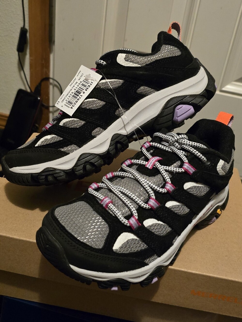 Merrell Moab 3 WP Women's Waterproof Hiking Shoes - Black with Orchid Accents